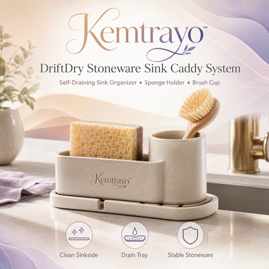 Kemtrayo™ DriftDry Stoneware Sink Caddy System