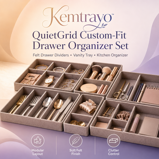Kemtrayo™ QuietGrid Custom-Fit Drawer Organizer Set