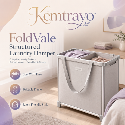 Kemtrayo™ FoldVale Structured Laundry Hamper